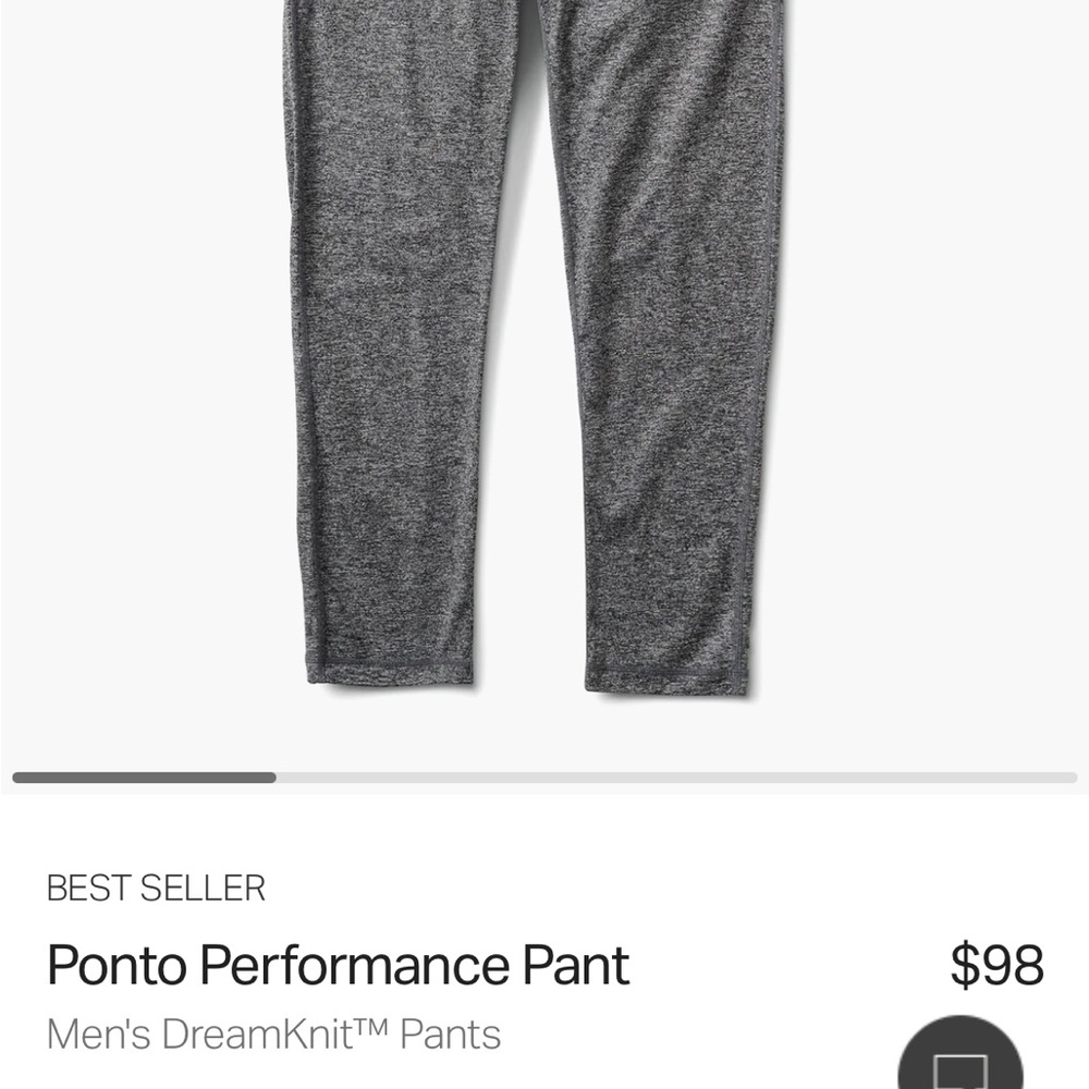 Men’s Vuori DreamKnit Pants. Heathered Grey.  Size L. Never Worn